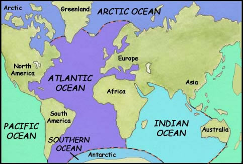 Map Of Oceans And Seas Of The World. map of arctic ocean