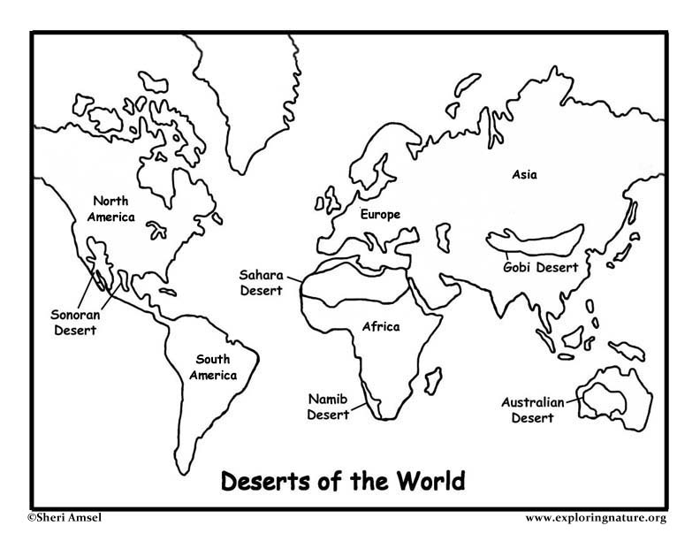deserts of world map. Deserts of the World Coloring