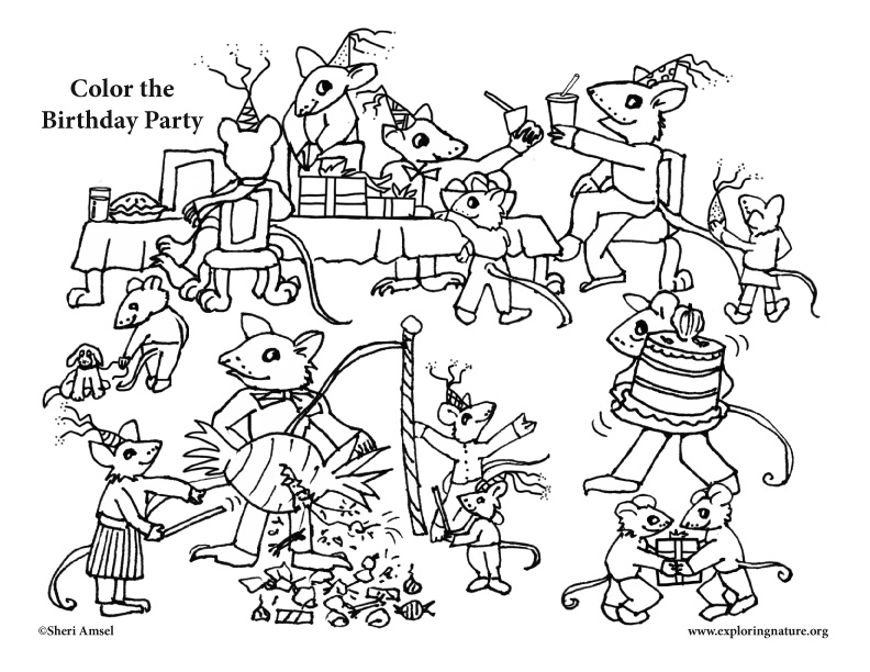 Mouse Birthday Party Coloring