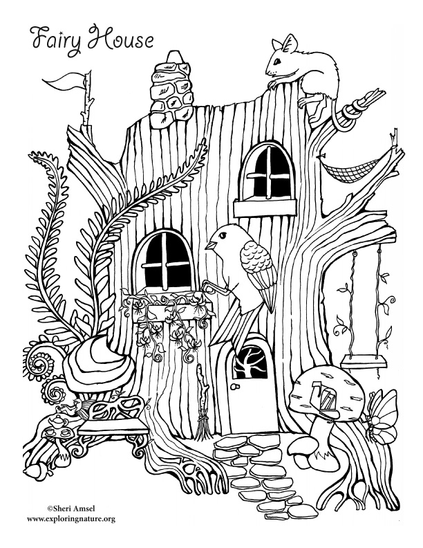 Fairy House Coloring Page Fairy House Coloring Page