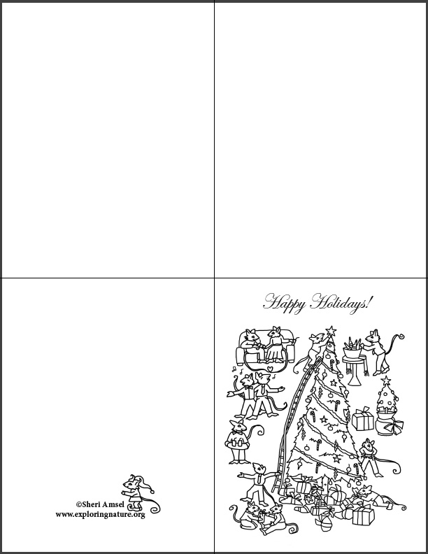Mouse Holiday Gifts Card - Coloring Your Own