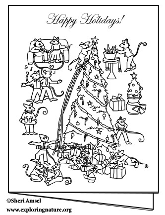 Mouse Holiday Gifts Card - Coloring Your Own