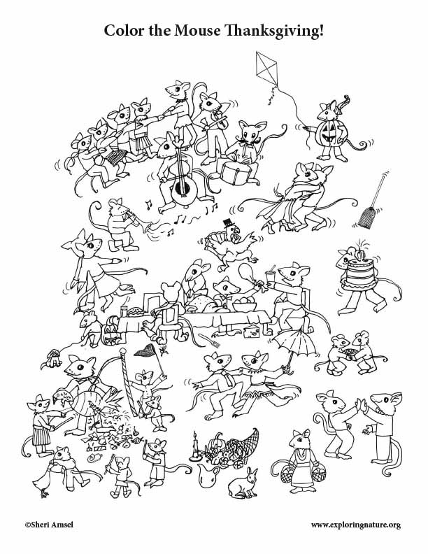 Mouse Thanksgiving Coloring Page