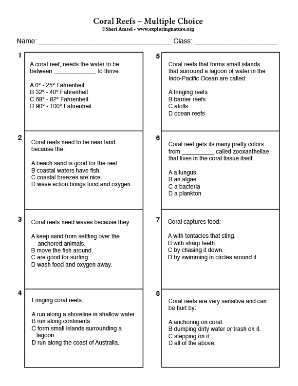 Coral Reefs - Multiple Choice Quiz