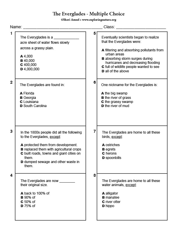 Everglades - Multiple Choice Quiz Everglades - Multiple Choice Quiz