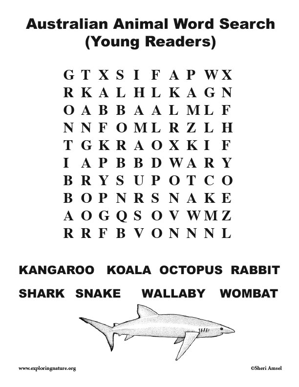 Australian Animal Word Search (Young Readers)