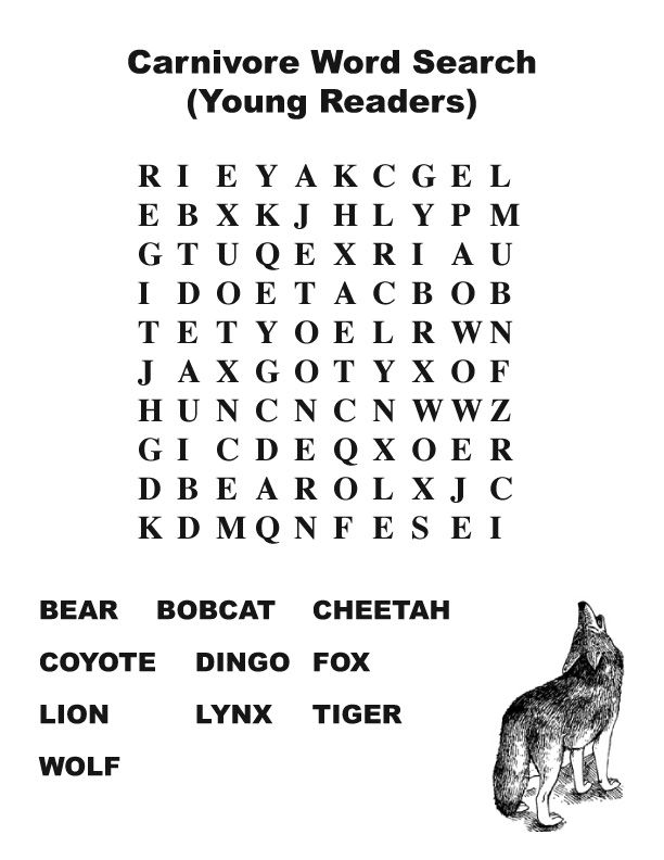 Carnivore Word Search (Younger Reader)