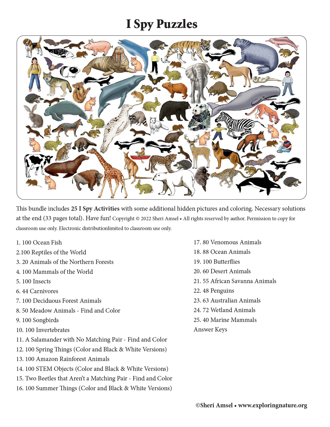 I Spy Bundle: Animals, Habitats, Seasons, and STEM Objects - Downloadable  Only